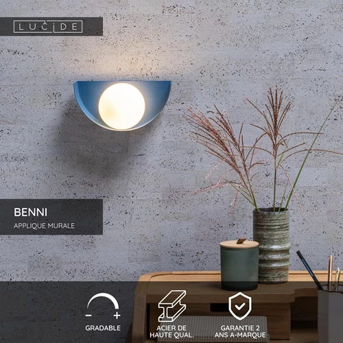 Lucide BENNI - Applique murale - 1xG9 - Bleu - USP